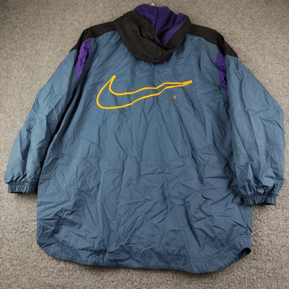 VTG Nike Windbreaker Jacket Youth 14-16 Teal Purple Hooded 90s Y2K
